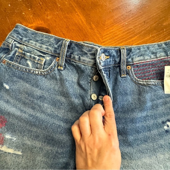 Old Navy OG Short Button Fly Hi Rise Patriotic Embellished Jean Shorts Size 10 - Picture 5 of 16